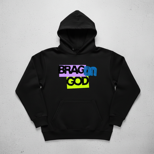 Brag on God black hoodie with front logo