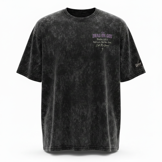 Acid Wash Oversized Tee – Front Studio Mockup with Wrshp Life Church Patch