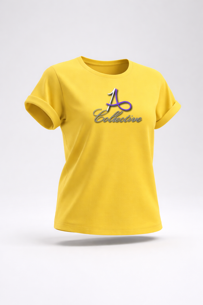 A16 Collective women's pastel yellow t-shirt with logo