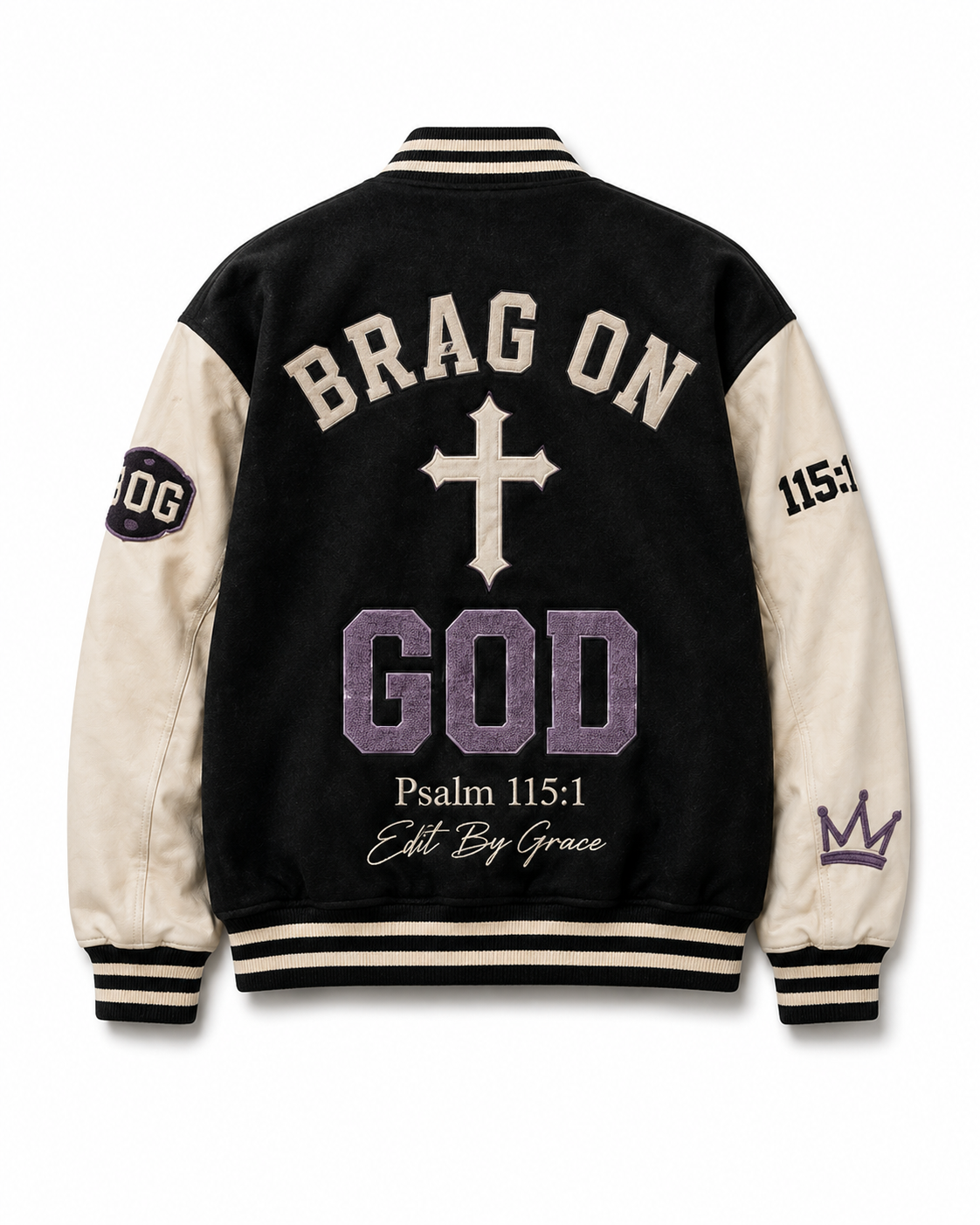 Brag on God Varsity Jacket – Back