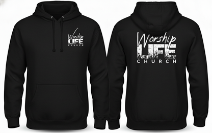 Black hoodie front and back view
