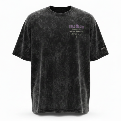 Acid Wash Oversized Tee – Front Studio Mockup with Wrshp Life Church Patch