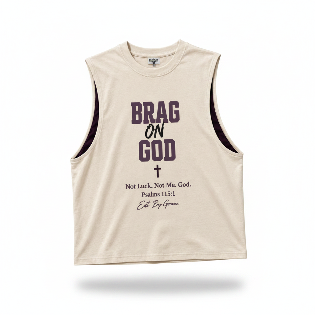 Brag on God Athletic Tee – Three-Quarter Angle