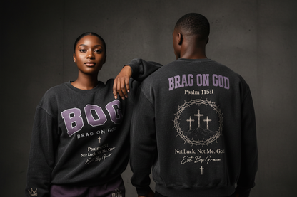 Brag on God Heavyweight Crewneck – Duo Lifestyle Shot