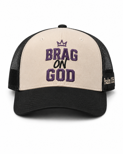 Brag on God Trucker Hat – Front